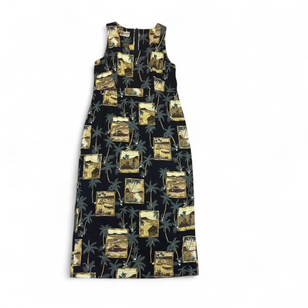 Vintage Hilo Hattie maxi dress tropical tiki print size 18